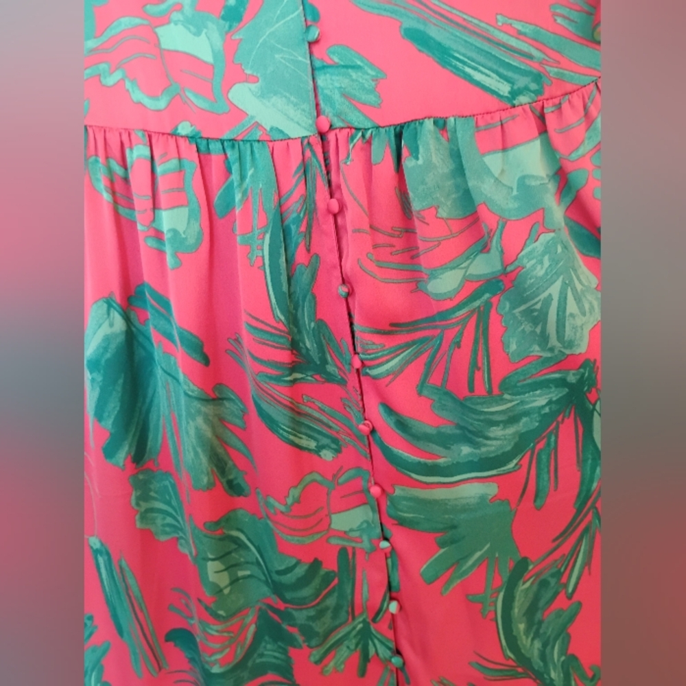 NWT Maxi Dress 2X - Sugarlips Palm Tropics Pismo Button Down Flutter Sleeve - Picture 9 of 12